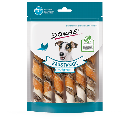 Dokas Dog Snack Kaustange Hühnerbrust+Fischhaut 170g