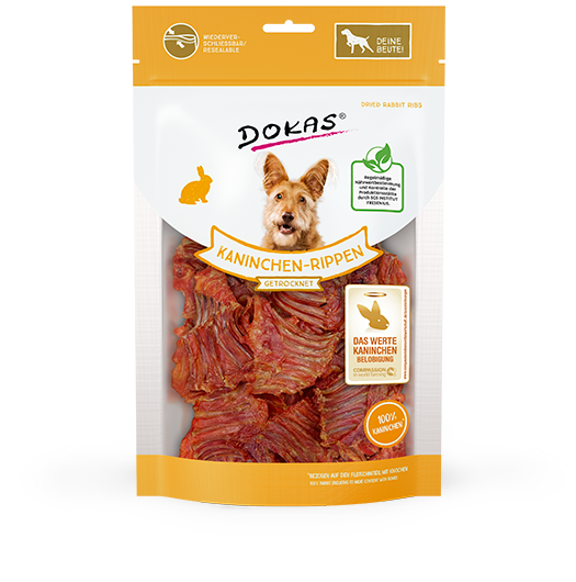 Dokas Dog Snack Kaninchen-Rippen mit Fleisch 100g
