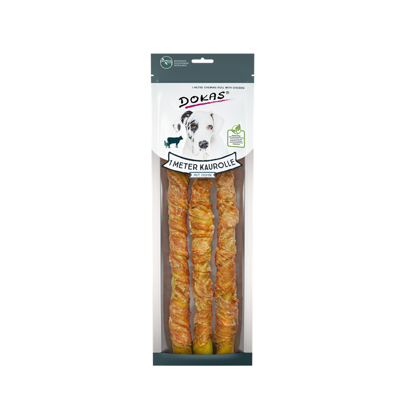Dokas Dog Snack 1 m Kaurolle mit Huhn 315g
